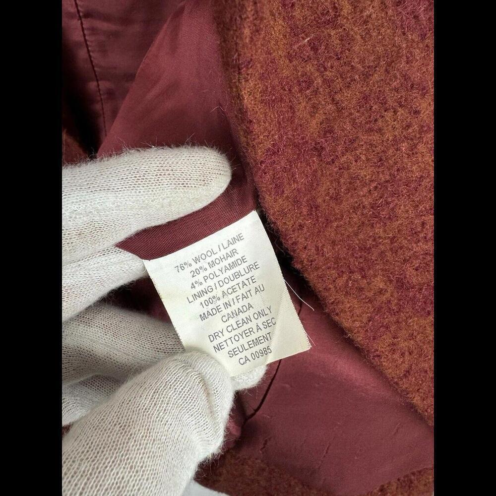 Holt Refrew Wool Blend Assymetric Button Jacket Brown Burgundy Size 12 US - Picture 6 of 6